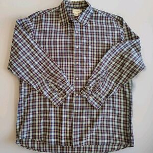 J Crew 100% Cotton Plaid Button Down‎ Shirt Men's Size Large Red Blue Green...